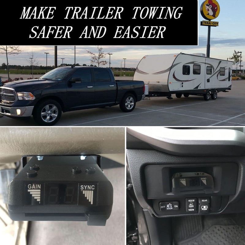 Trailer Brake Controller, Time-Delay Brake Controller for 1-4 Axles, Digital Brake Controller, Easily Control Trailers with 1-4 Axles, for Light-Duty and Occasional Towing