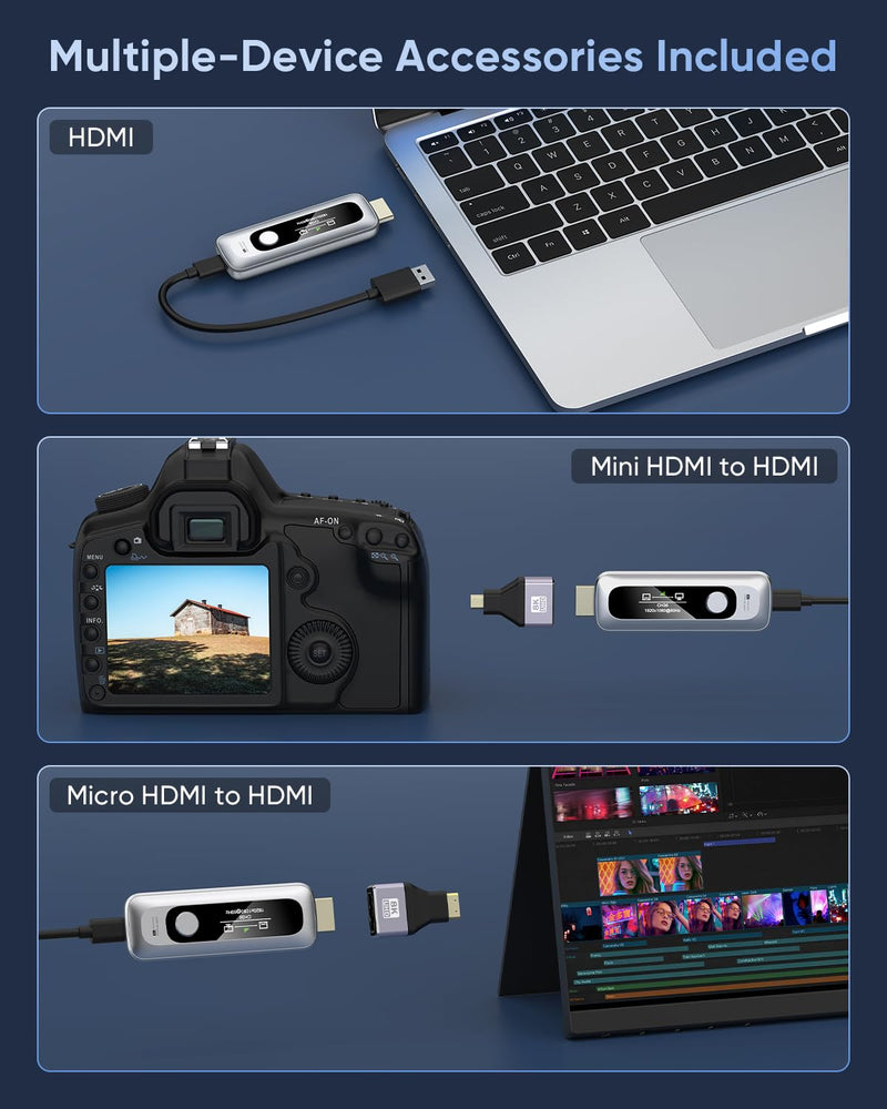 New Wireless HDMI Transmitter and Receiver 328FT/100M Portable Extender | Plug&Play with LED Display 4K Decode 1080P Output 2.4G+5G for Video and Audio to Monitor from Laptop/PC/Projector/TV Box Silver
