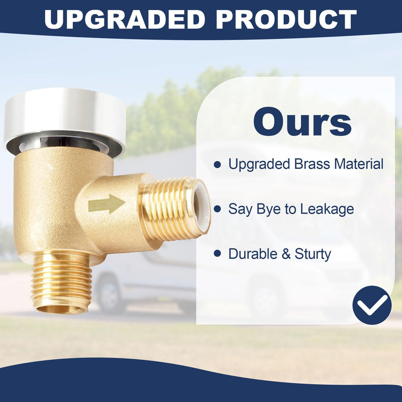 RV Vacuum Breaker Check Valve, Replace Leaking Vacuum Breaker on Black Tank Check Valve for RV Camper Trailer Flusher, 571-VAC-CHK-A Brass Breaker to Improve Freshwater