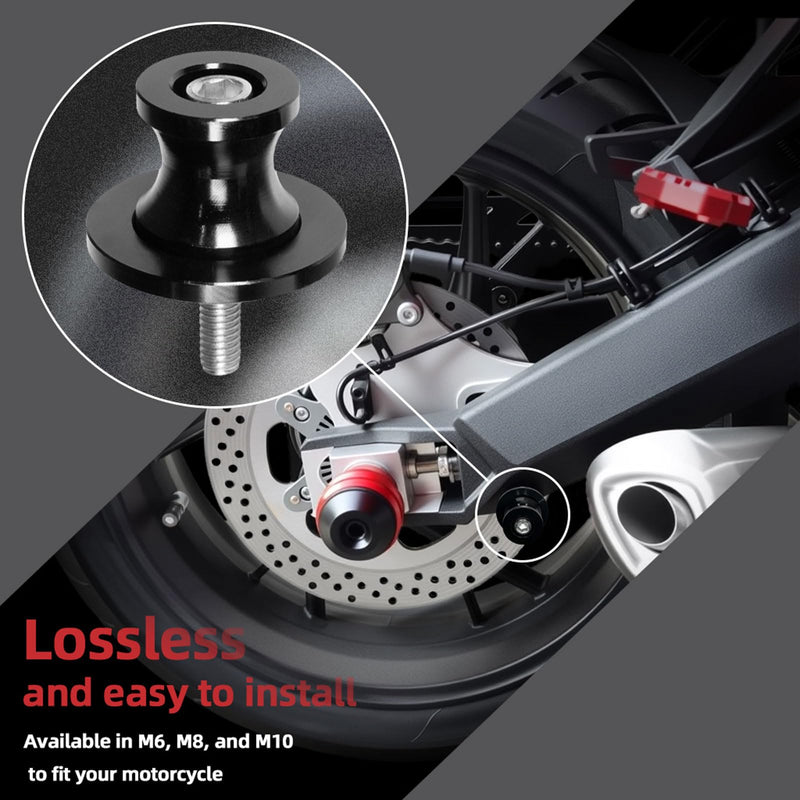 Motorcycle Swing Arm Spools M10×1.5 – CNC Aluminum Paddock Stand Sliders Fit KTM 1290 Super Duke BMW R NineT MV Agusta Ducati Monster