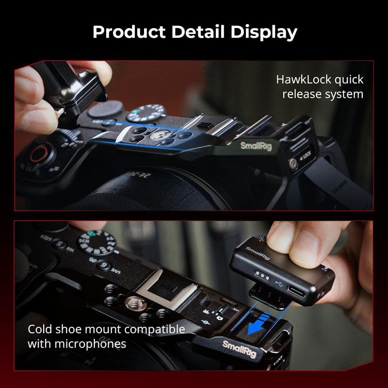 SmallRig R6 V HawkLock Quick Release Cage for Canon R6V, Aluminum Alloy Full Camera Cage, Quick Release Plate for Arca & Cold Shoe Mount & NATO Rails, for DJI RS Stabilizer - 6372 Basic Cage