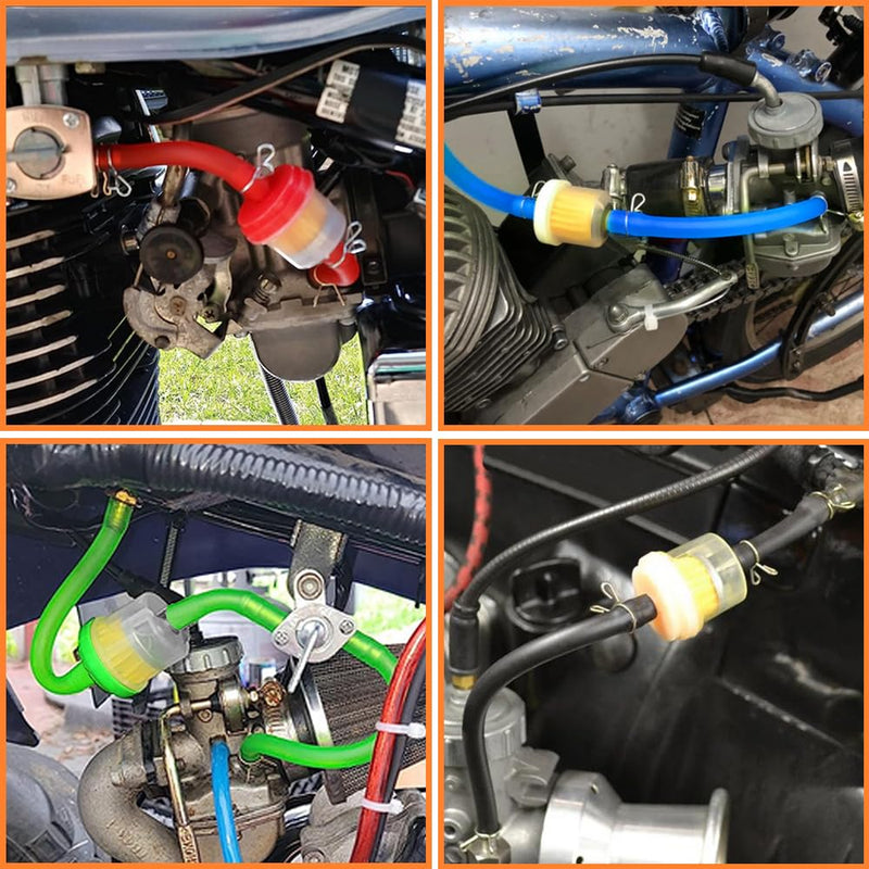Gas Fuel Line Hose Clamps Fuel Filters with Inline Shut Off Valve Petcock Set for 50cc 70cc 90cc 110cc 125cc 150cc Taotao Coolster Apollo Baja ATV Four Wheeler Dirt Pit Bike (BLACK) Black