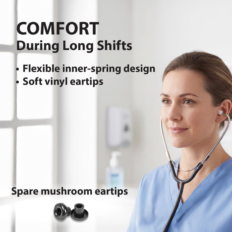 Veridian Healthcare Prism Series Single Head Nurse Stethoscope | Teal | Lightweight Anodized Chestpiece | Soft & Mushroom Eartips Included | 30" Total Length | Boxed