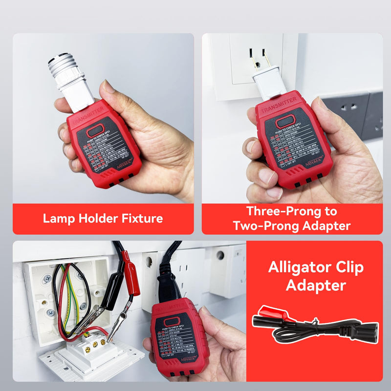 NF-827S Circuit Breaker Locator, GFCI Outlet Tester, Circuit Breaker Finder Tool, 90-120V AC Digital Circuit Finder with NCV Testing and Flashlight, Includes Carrying Case and Adapters