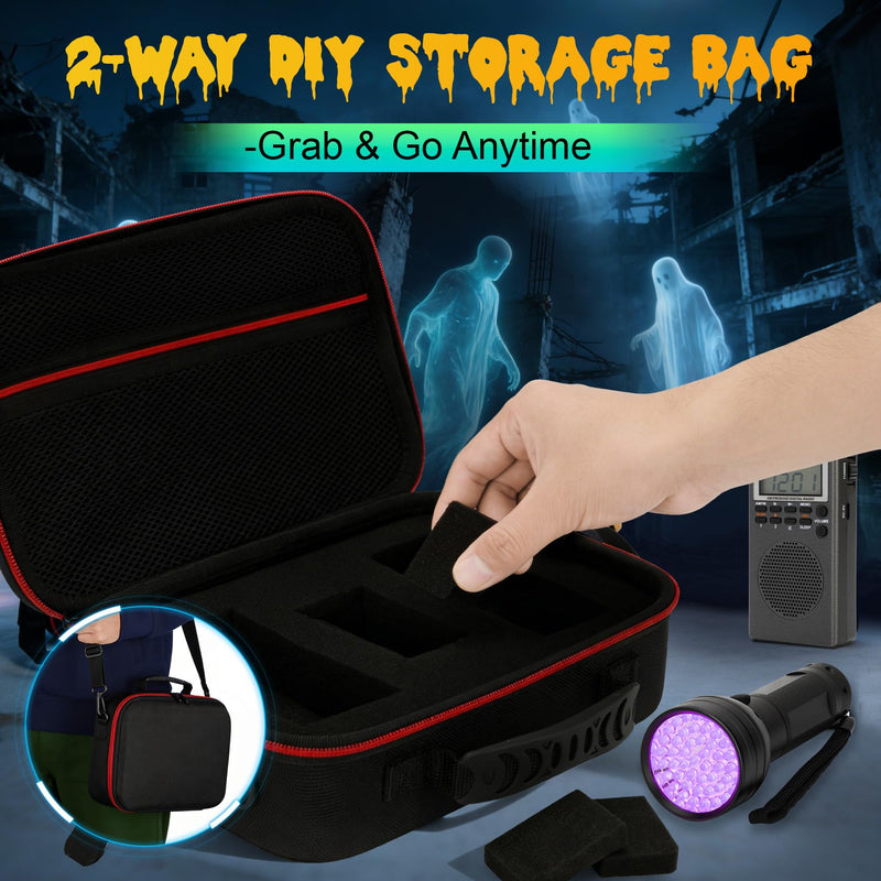 Ghost Hunting Equipment Kit Include EMF Meter,Spirit Box,EVP Recorder,UV Flashlight,3 LED Light up Cat Balls & Carrying Case,Advanced Ghost Kit Advanced Ghost Kit