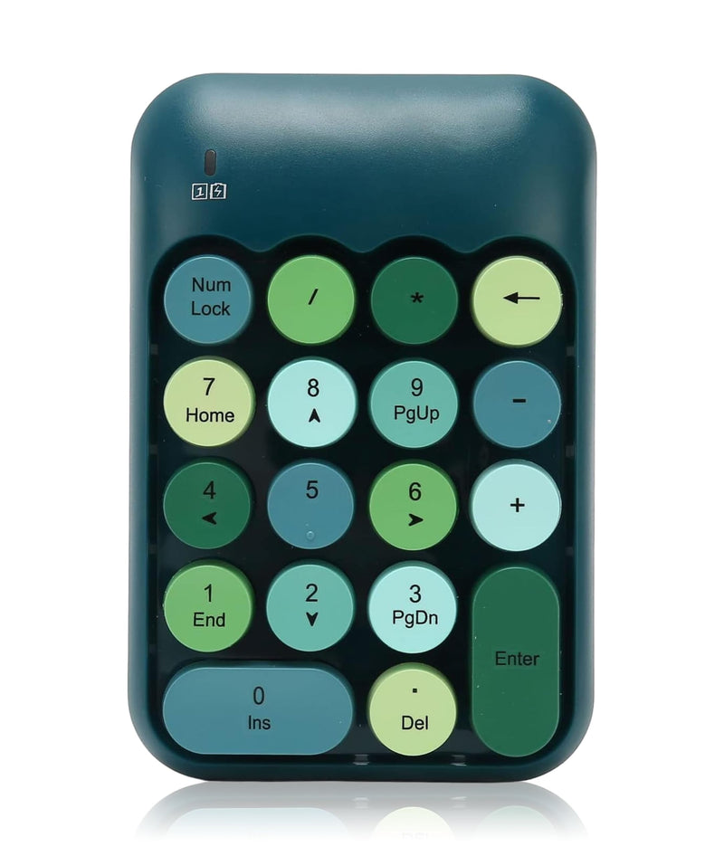 2.4Ghz Wireless Numeric Keypad, 18 Keys Mini Numeric Keypad, Vintage Color Keyboard and Round Keycaps, with USB Receiver for PC, Desktop and Laptop (Dark Green Color) Dark Green Color