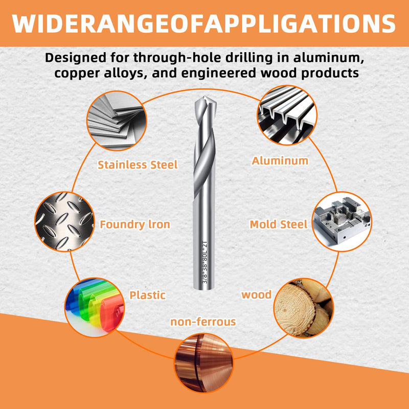 1/4 Carbide Drill Bits, Solid Carbide for Hardened Steel, Tungsten Carbide Drill Bit Set for CNC Machines Ideal for Metal Copper Alloy Cast Iron Stainless(2, 1/4 in) 2