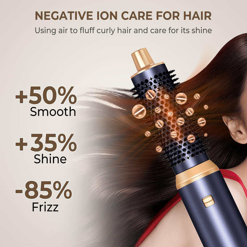 5 in 1 Hair Styler Airbrush Hairstyer Air Brush 5 in 1 Air styer | Airstyler Multi-Blow Dryer Brush Set with Curl, Straighten, Wavy, Smooth, Magic Styler for All Hair Types and Lengths Blue