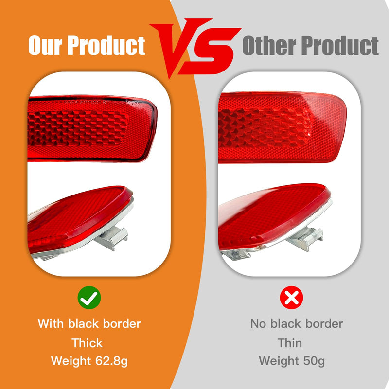2Pcs Rear Bumper Reflector Light Lamp Compatible with Jeep Grand Cherokee 2011-2021, Dodge Journey 2011-2020, Compass 2011-2017 Replaces 57010720AC 57010721AC(Red Lens, Left and Right)