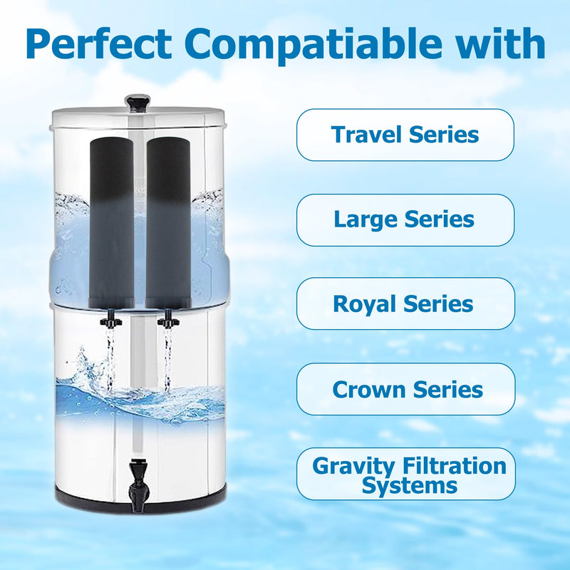 Gravity Water Filter Replacement, Black Filters, Pack of 2 | Compatible with Gravity Water Filter System including Travel, Big, Royal, Imperial, Crown Series Carbon Filters (2 Pack)