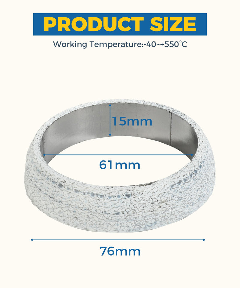 Exhaust Gasket,Car Accessories Exhaust Flange Gasket,2 Inch 2.25 Inch 2.5 Inch 3 Inch Exhaust Manifold Gasket,Car Exhaust Donut Gasket Seal Ring Replacement,Suitable for Cars Trucks (2.5inch) 2.5inch