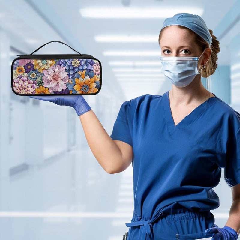 Boho Flower Stethoscope Carrying Case Large Stethoscope Holderwith Handle Portable Hard Organizer Storage Bag for Nurse Essentials for Work Boho Flower
