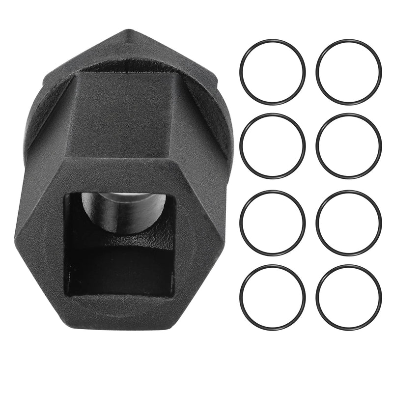 Diesel Nipple Cup Socket Kit Compatible with Ford 6.0L 2003-2007 High Pressure Oil Rail Ball Tube Repair with 8pcs Heavy Duty Viton O-Rings Leakproof and one 1/2" Drive Socket