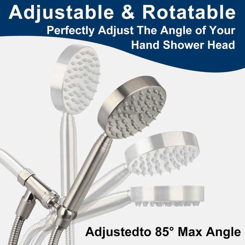 All Metal Shower Head with Handheld - 72" Long Hose, High Pressure Sprayer | Hand HeId Showerhead Spray, Solid Outdoor Showerheads and Brass Holder, Brushed Nickel