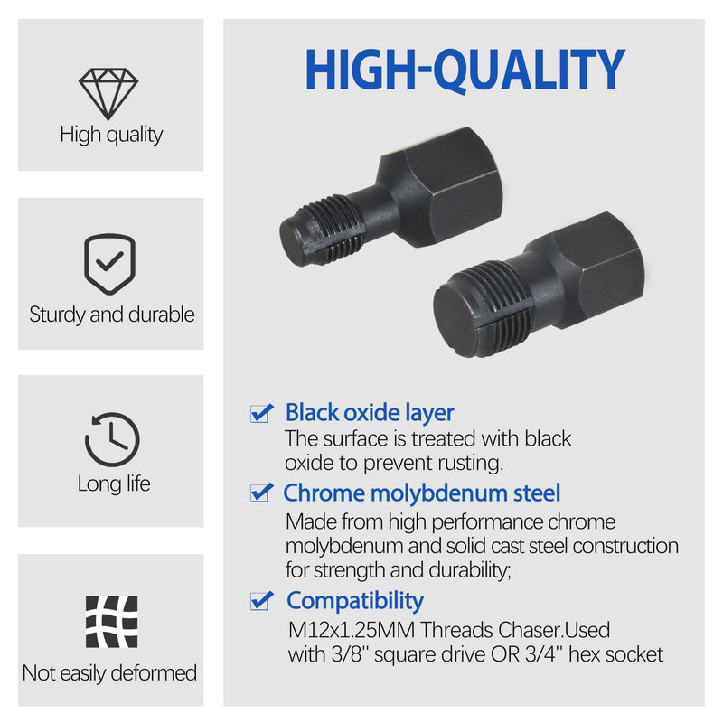 Oxygen Sensor Rethread Chaser M12 x 1.5mm and M18 x 1.5mm, use for Clean and Repair Damaged Threads,Thread Spark Plug Thread Repair