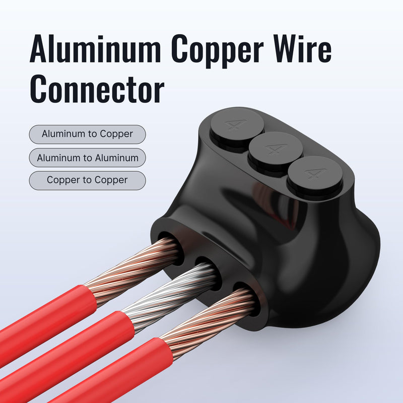 RVBOATPAT 3 Port Insulated Multi Tap Connector 4-14 AWG Aluminum to Copper Wire Connectors Single-Sided Entry Aluminum Wire Connectors Slotted Allen Hex - 5 Pack 5PCS 3 port 4-14 AWG