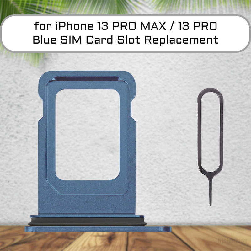 for iPhone 13 Pro Max Blue Card Tray Holder Part for iPhone 13 Pro SIM Card Slot Replacement Single SIM Version 13Promax SIM Adapter with SIM Ejector A2641 A2643 A2644 A2645 A2484