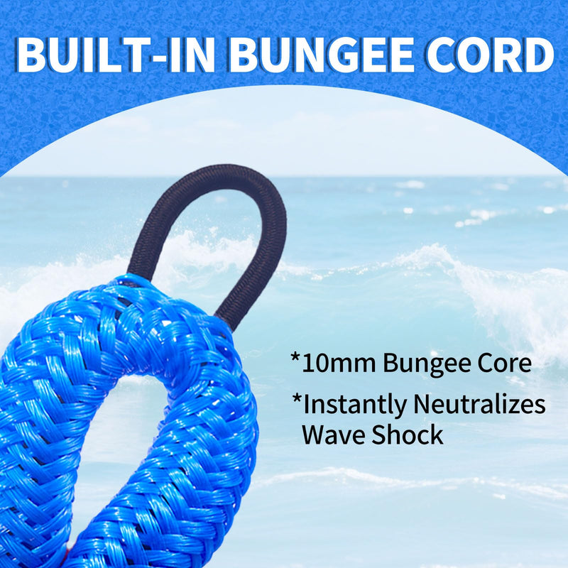 Bungee Dock Lines for Boats with Loops, Boat Tie Downs for Docking, Adjustable Boat Mooring Rope for Pontoon, Jon Boat & PWC (2, Blue, 4 FT) 2