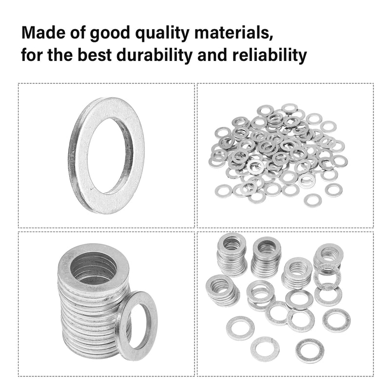 Mudder 100 Pieces Aluminum Engine Oil Crush Washers 14 mm Drain Plug Gaskets (Compatible with Honda OEM 94109-14000 Civic Part)
