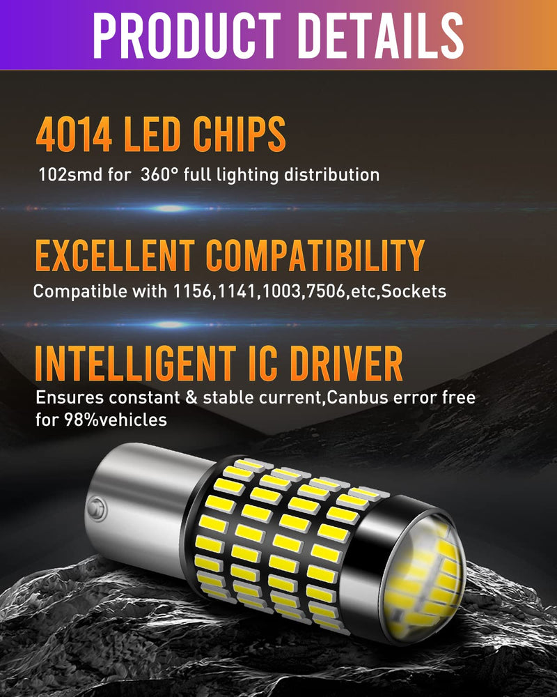 LUYED 1156 1141 LED Bulb 3400 Lumens Extremely Bright 1003 7506 BA15S P21W LED Light Bulbs for Backup Reverse Tail Turn Signal Lights,Xenon White,Pack of 2 1156/1141 Xenon White