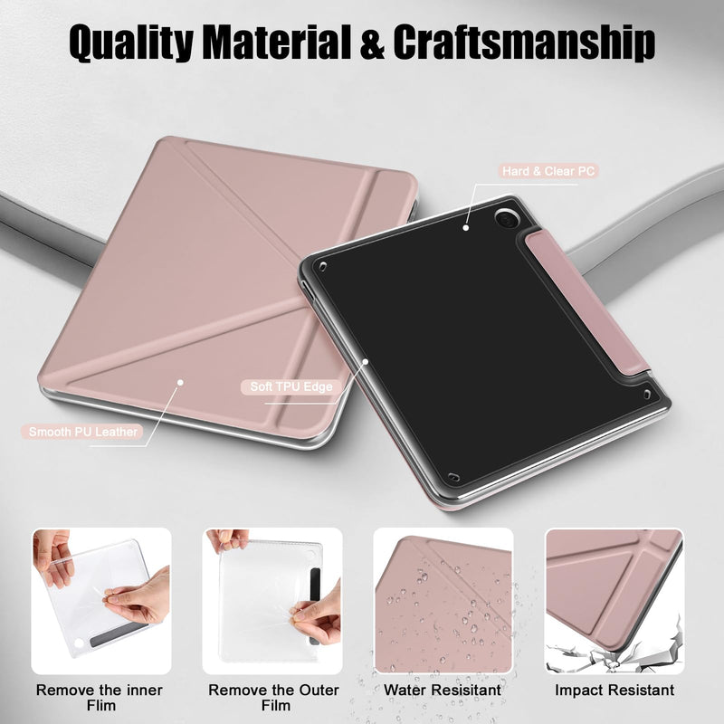 E NET-CASE Detachable Magnetic Case for 7" Kobo Libra Colour & Tolino Vision Color (2024) eReader, Ultra Clear Back Scratch-Proof Light丨Easy to Detach & Attach丨Auto Sleep/Wake Rose Gold