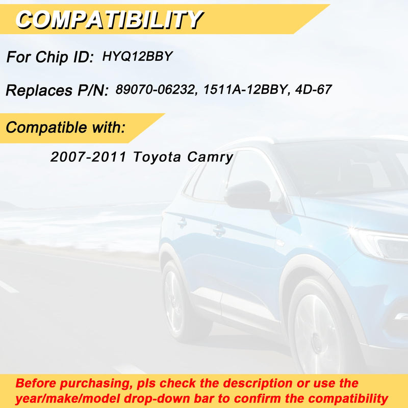 Key Fob Replacement for 2007-2011 Toyota Camry Car Keyless Entry Remote Control, HYQ12BBY, 4 Buttons, 2Pcs