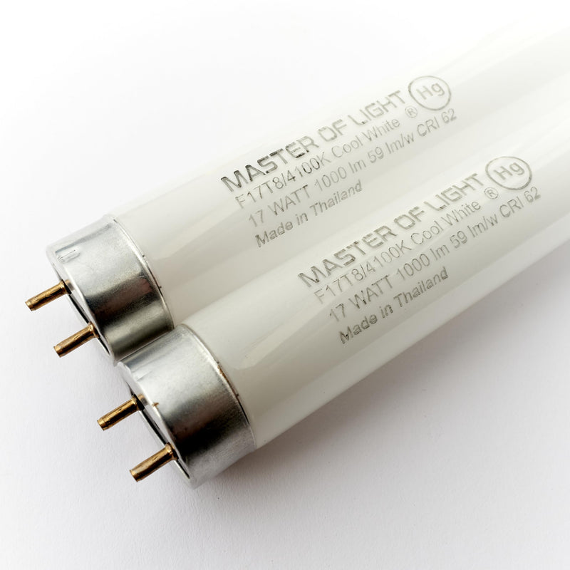 F17T8/CW (2 Pack) 24" Fluorescent Tube Light Bulb Cool White 4100K T8 17 Watt 17W Replaces F17T8 F17T8/841 F17T8/SP41/ECO F17T8/SPX41/ECO FO17/841 F17T8/741 F17T8/CW/ECO F17T8/TL841/Alto F17T8/TL741