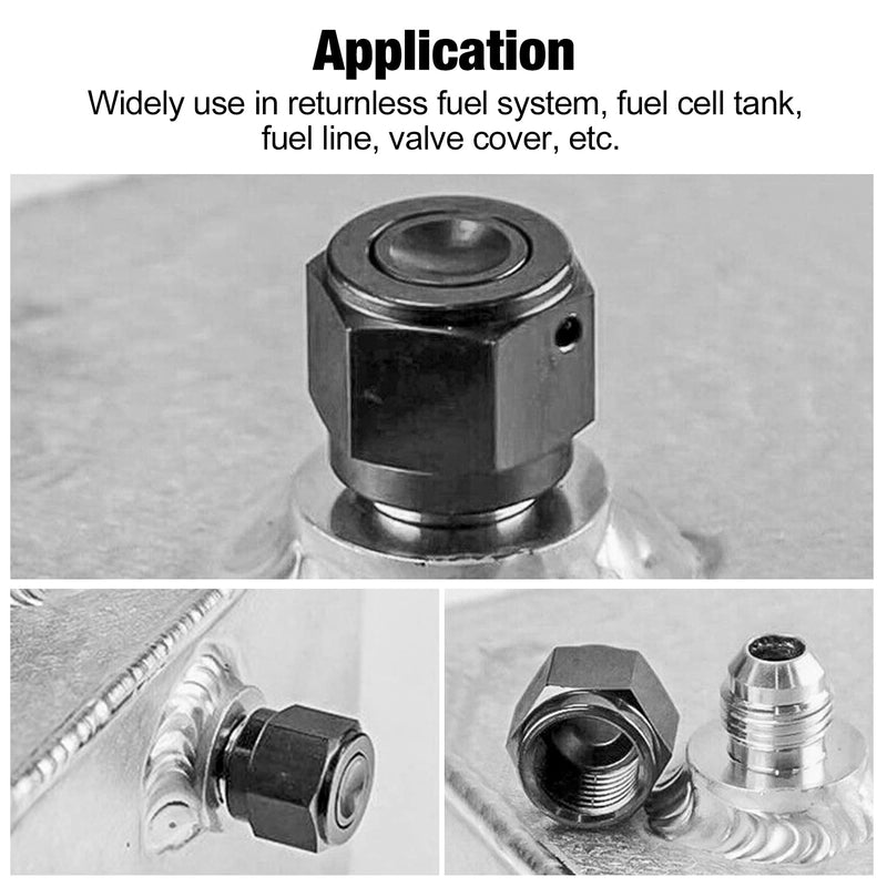 EVIL ENERGY 8AN Flare Cap Block off Fitting Plug Black 2PCS