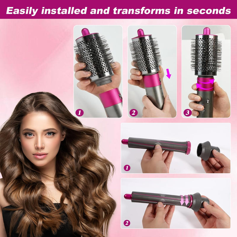 4 in 1 Hair Styling Tools for Dyson Airwrap HS01 HS05 HS08 | Includes 2 Long Curling Barrels Attachment, 1 Round Volumizing Brush, 1 Adapter 4 Pieces