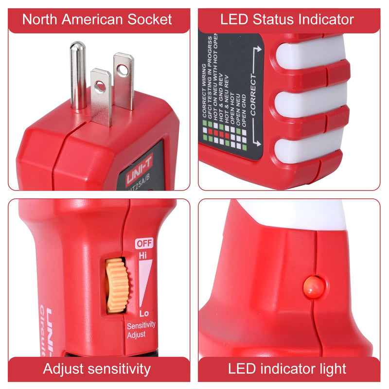 UNI-T UT25A Circuit Breaker Finder line Detector American Specification Socket Tester W/Analogue Receiver&LED Indicator Leakage Circuit Breaker