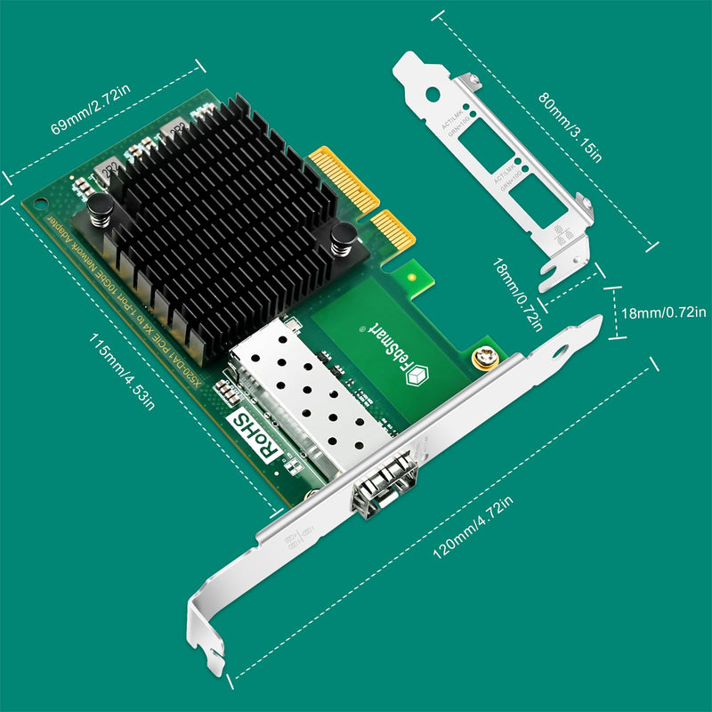 PCIE X4 Interface to 10GbE SFP+ Fiber Port Ethernet Adapter for Gaming, Network Surfing, Intel 82599EN 10 Gigabit Ethernet Controller, 10GbE PCIE NIC Card, 10GbE SFP+ LAN Adapter (X520-DA1)