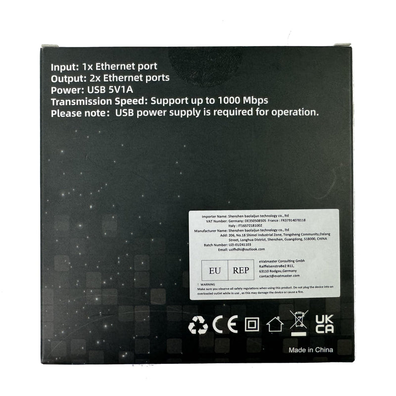 Ethernet Splitter 1 to 2 with Ethernet Cable, Gigabit RJ45 Internet Splitter Adapter 1000Mbps High Speed for Cat 5/5e/6/7/8 Cable,Grey