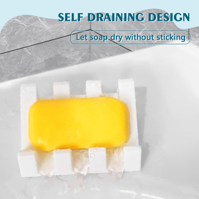 Soap Dish Holder for Shower with Suction Cup, Silicone Soap Holder & Saver Self-Draining Bar Soap Dish Keeps Soap Dry for Bathroom, Kitchen, Bathtub, Extends Soap Life (White-2Pack) White - 2 Pack