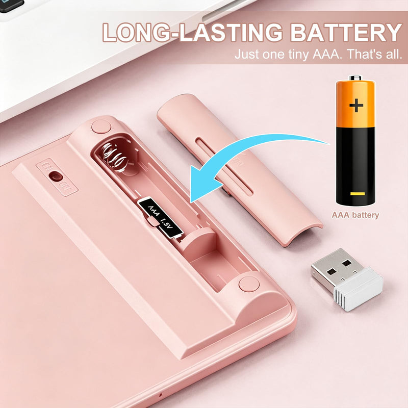 Wireless Number Pad with USB to USB-C Adapter, Numeric Keypad Numpad 28 Keys Portable 2.4 GHz Accounting Number Keyboard, 10 Key USB Keypad for Laptop, PC, Desktop, Surface Pro, Notebook - Pink