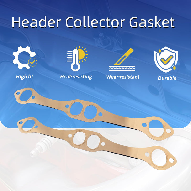 2PCS for sbc Header gaskets Compatible with Chevy SB 327 305 350 383 Header Collector Gasket,SB Block Hugger Headers Gaskets