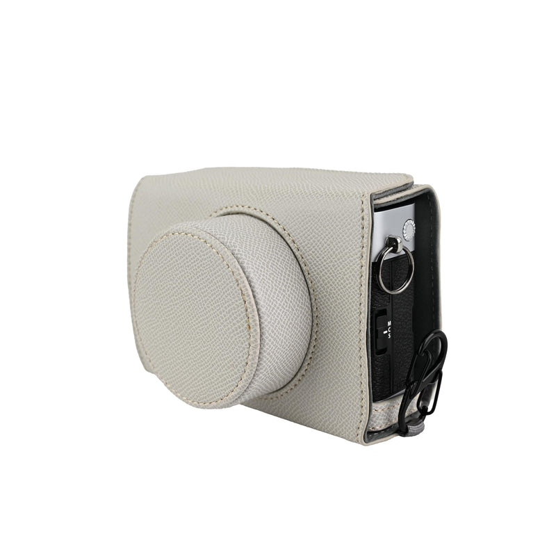 X-E5 Case, Handmade PU Leather FullBody Camera Case Bag Cover for Fujifilm X-E5 XE5 Bottom Opening Version + Neck Strap (White) White