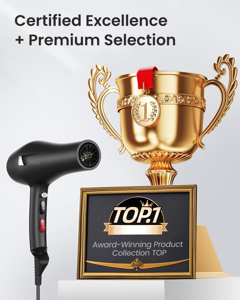 Dekuri Ionic Hair Dryer for Women – Fast Drying, Smooth Finish, with Diffuser & Comb, 2 Speeds 3 Heats, Cool Shot, Professional Hairdryer