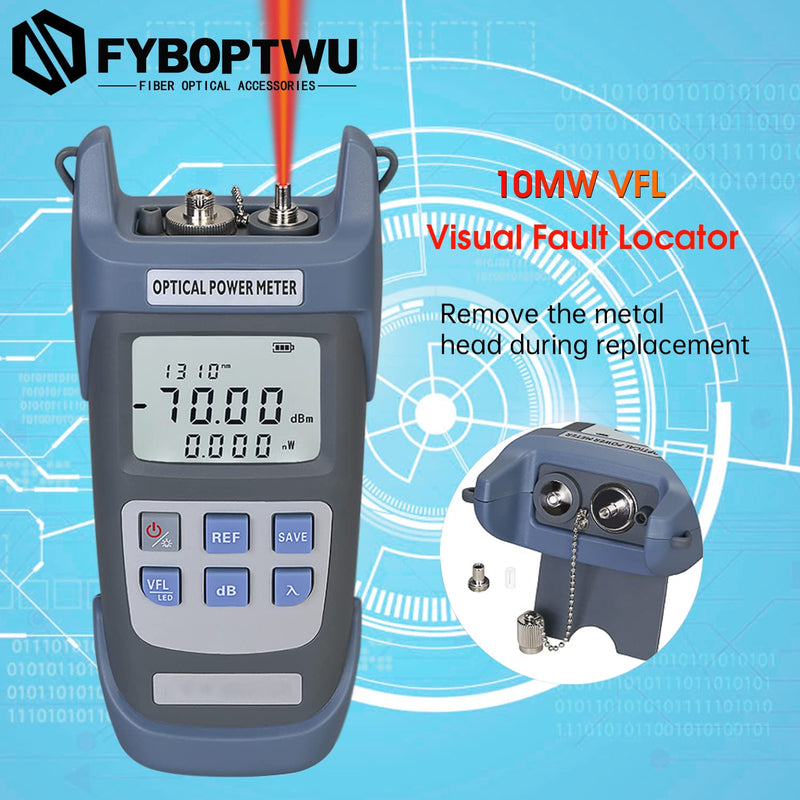 1pc 3 in 1 Function Fiber Optic Tester Portable Optical Power Meter (FC/SC/ST) & VFL-10 Visual Fault Locator & LED Lighting, OPM & VFL Fiber Optic Tester, Range: (-70) dBm ~ (+10) dBm