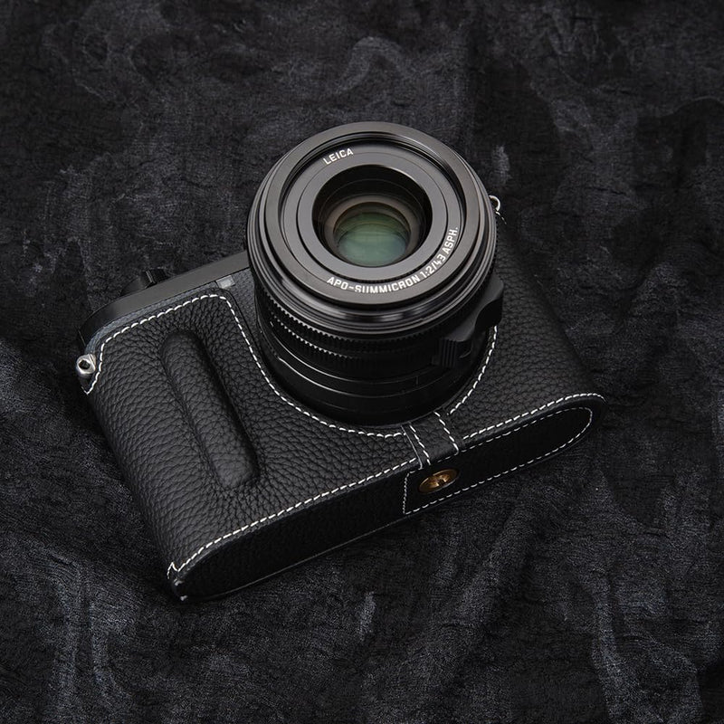 Q3 Vintage Genuine Leather Camera Case Handcrafted Half-Wrap Camera Protector Cover Bag For Leica Q3 (Black) Black