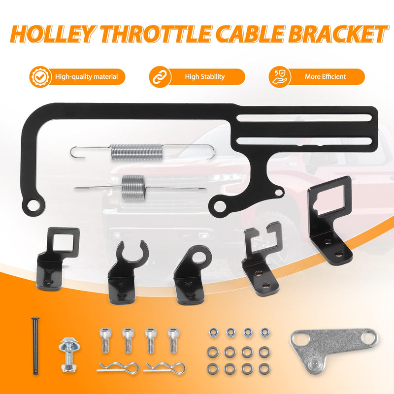 304147 EZ EFI Car Cable Mounting Kit, Black Steel Throttle Cable Bracket, Adjustable Compatible with GM 700R4 Automatic Transmission (Black)