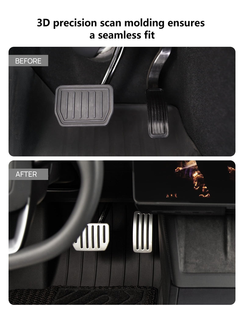 TPARTS Aluminum Self-Flip Lock Performance Pedal Sets Accelerator Brake Pedals Cover for Tesla Model 3 Highland 2024 Non-Slip Protector Accessories Foot Pedal Pad Replacement M3 Highland 2024