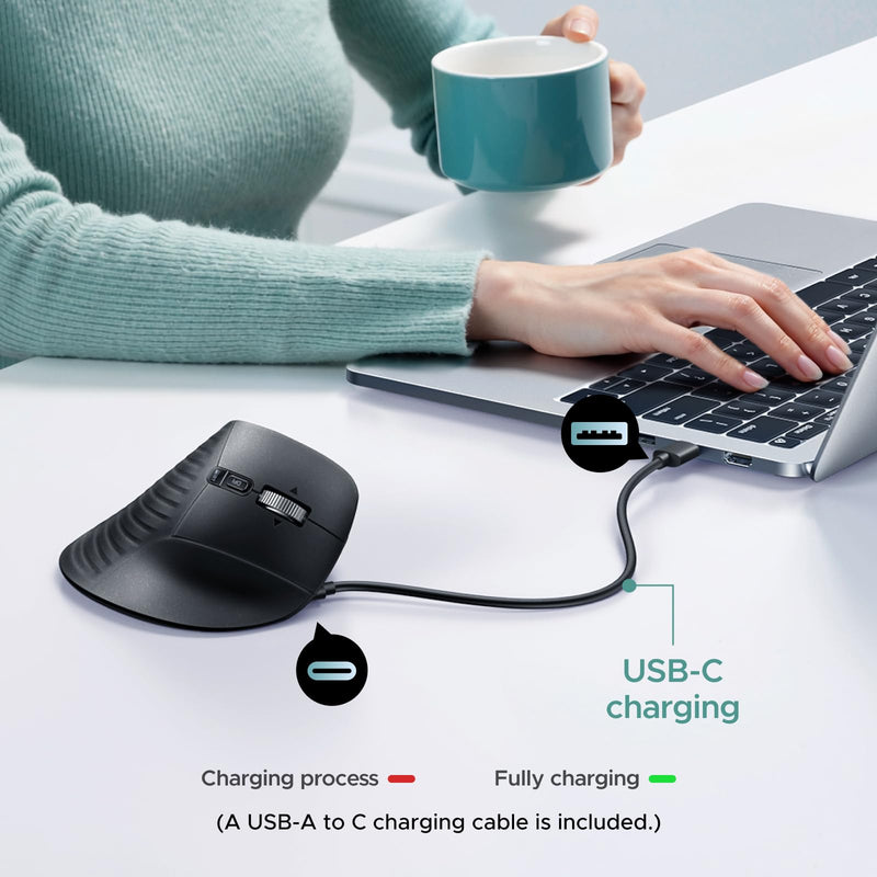UGREEN M785DR Wireless Trackball Mouse, Bluetooth & 2.4G, Thumb Control | Rechargeable, Precise and smooth tracking, 3 Devices Use, 4D Scroll Wheel, 5 DPI Levels, Compatible with PC Mac Windows