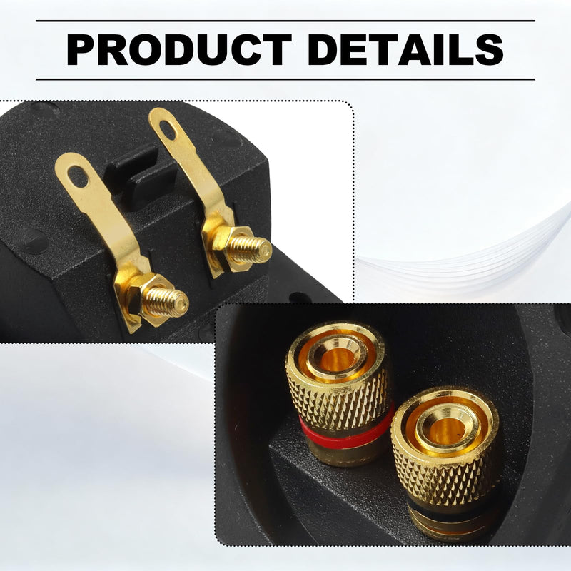 2 Pack Speaker Terminal Cup, Copper Posts 56.5mm | Copper Posts Minimal Signal Loss, Banana Plug Spade Connect, 56.5mm 50mm Cutout Standard, Four Screws Firm Rattle-Free