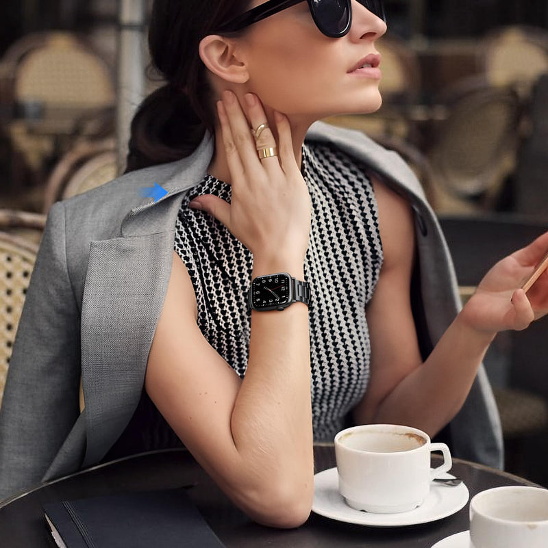 for Apple Watch Bands Men - Metal Strap Fits All Apple Watch Models | 316L Stainless Steel, Sizing Tool Included, for Business Professional Office Work, for iWatch Series 1-11/Ultra/SE 38mm-49mm Black 44mm/45mm/46mm/49mm/series 3 42mm