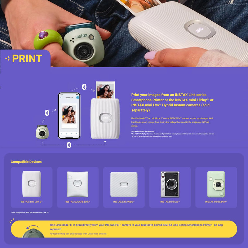 FUJIFILM INSTAX PAL Fuji Digital Camera Lavender Blue + Custom Case & 32gb Memory Card Accessory Bundle