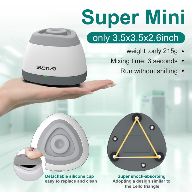 Mini Vortex Mixer 3500RPM 3s Mix for Nail Polish Lash Glue (Grey) | 3s Fast Mix DC Brushless Motor, Touch Auto-Stop, Anti-Slip Quiet, Compact Portable, for Nail Lash Glue Lab Paint Tattoo Ink Grey