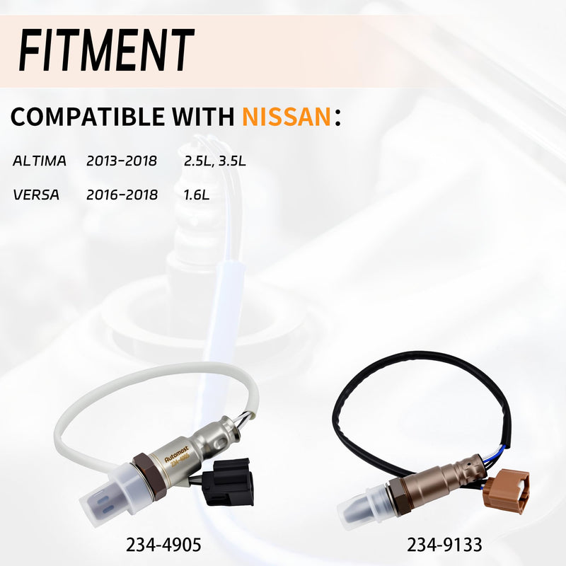 2PCS Oxygen O2 Sensor Upstream &Downstream Compatible with Nissan 2013-2018 Altima,2016-2018 Versa 2.5L Engine Replace#234-9133, 22693-3TA0A,234-4905，226A0-3TA0B 234-9133&234-4905