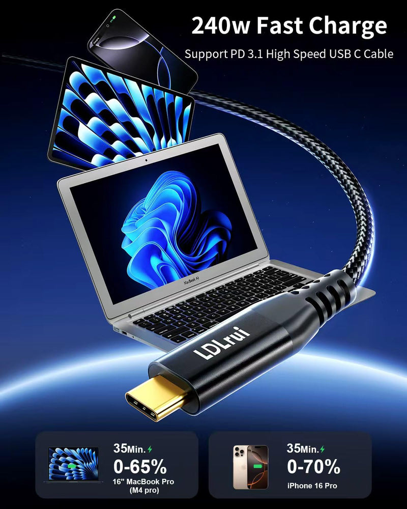 3FT USB C for Thunderbolt 4 Cable, [High-Speed, Durable] 40Gbps Data Transfer, 8K@60Hz/4K@120Hz USB C Monitor Cable, 240W PD Fast Charging for MacBook Pro, Lenovo, Samsung, iPhone 16, SSD, Docking 3FT 1-Pack