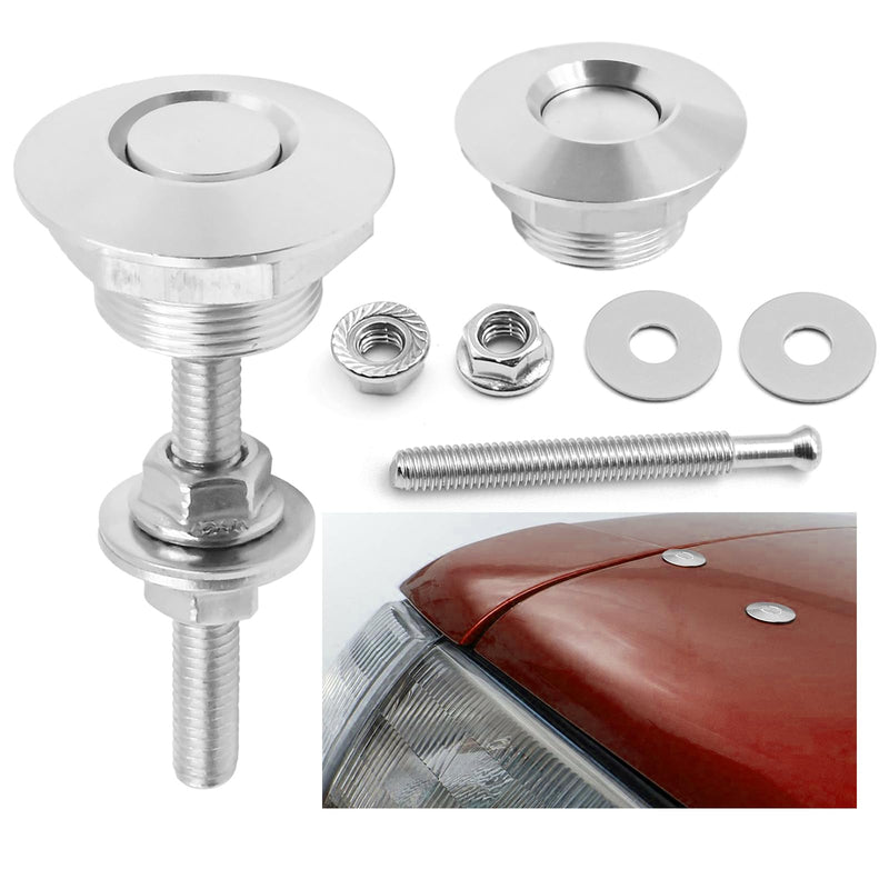 4Pcs Universal Aluminum Vehicle Hood Pins Silver Quick Release Lock Latch Bumper License Plate Lock Clip Diameter 1.25 Inch for Bumper Hood License Plate