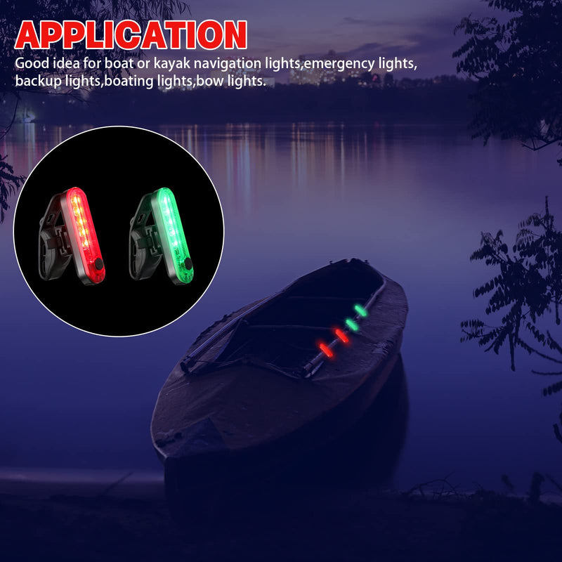 Treela 8 Pcs Kayak Navigation Lights Battery Boat Stern Lights Waterproof LED Navigation Light for Night Boats Marine Safety Light for Pontoon Boat, Dinghy Flashing Mode(Red, Green) Red, Green